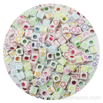 7*7 mm glitter big hole letter alphabet beads